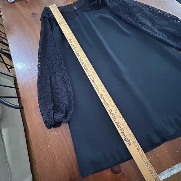 LILLY PULITZER Karolina Black Lace DRESS 12 Shift Ruffle Party Holiday Onyx - Picture 6 of 16